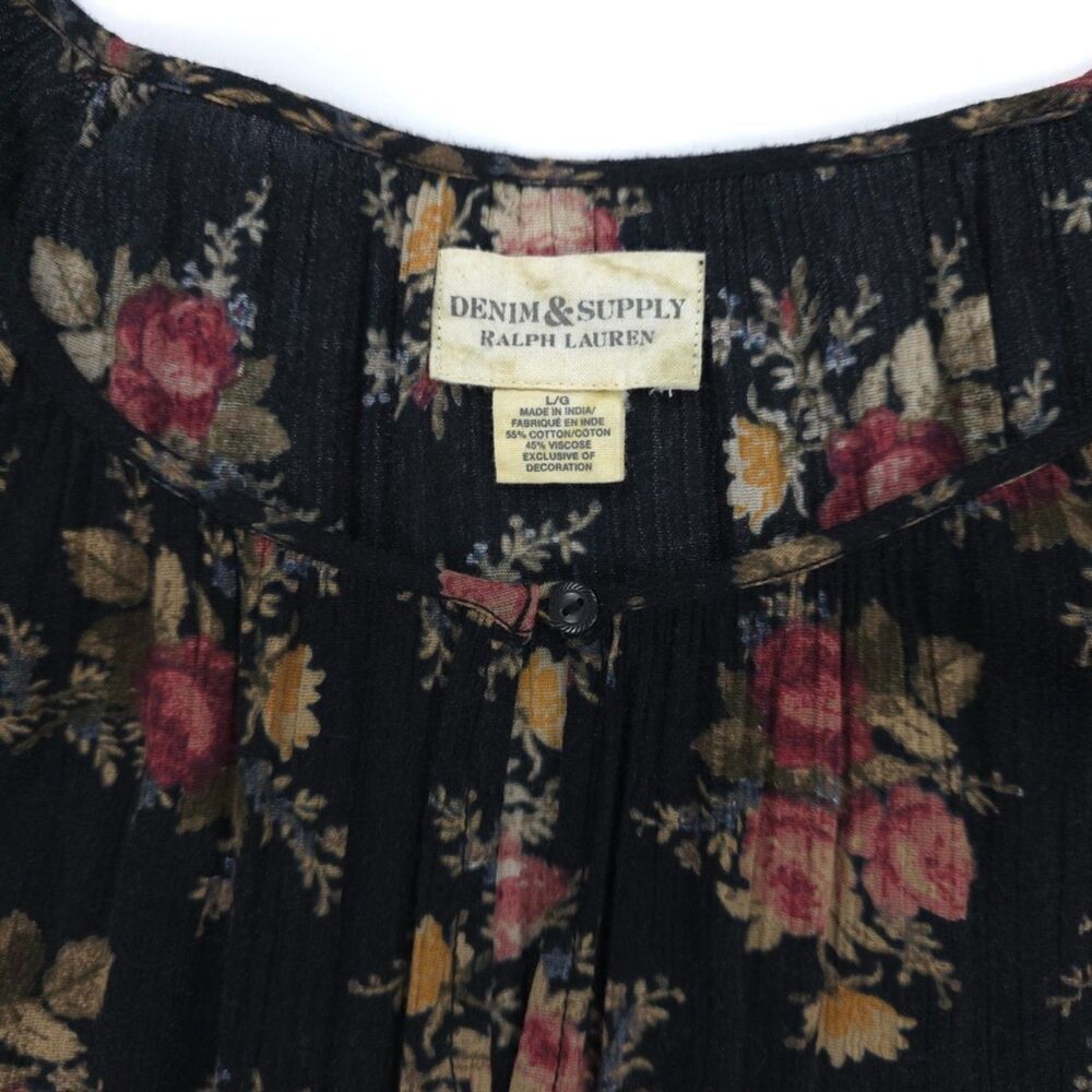 RALPH LAUREN Drop Waist Smocked Mini Dress Prairie Western Farm Heritage Boho - Picture 2 of 9